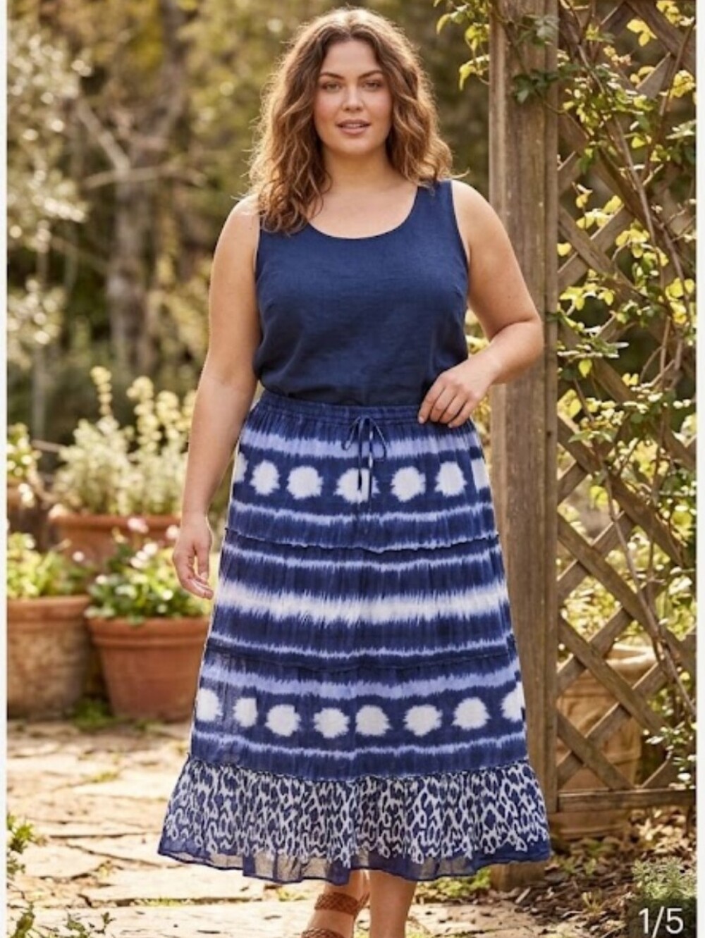 Bohemian Cafe's Midi Skirt Boho 2X Tie Flowy Lightweight 100% Cotton
